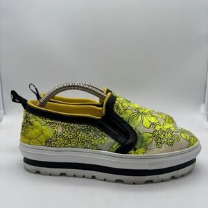 MSGM Womens Floral Platform Slip On Sneakers Yellow Green Made in Italy Size 39